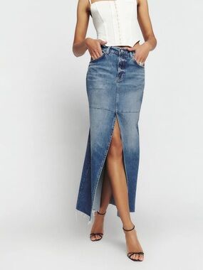Reformation Jeans Tazz Maxi Denim Skirt Size 26